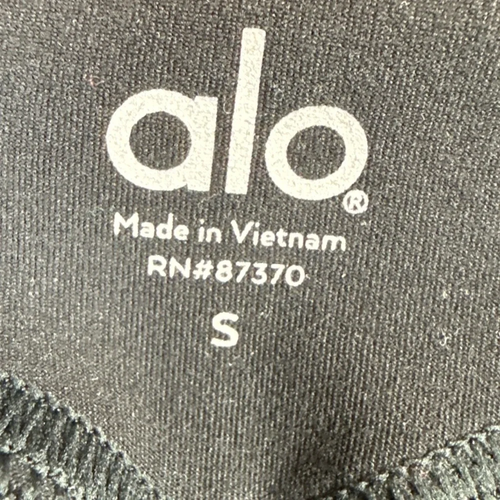 Alo Yoga Womens Small High Waisted Ribbed Cuff Leggings Black Activewear